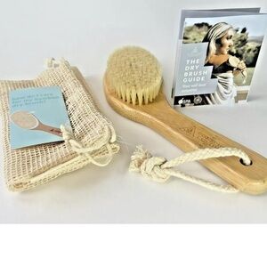New Conscious Coconut Essential Dry Bamboo Body Brush. Care Guide & Travel Bag